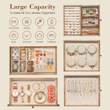 Honiway Jewelry Box for Women, 5 Layer Rustic Wooden Jewelry Organizer with Glass Window, 4 Drawers, Mirror, Large Jewelry Storage Display for Earrings Rings Necklaces Bracelets (Rustic Brown) Honiway