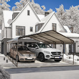 EROMMY 20x20 FT Metal Carport, Heavy Duty Car-Shelter with Galvanized Steel Roof and Frame, Sturdy Car-Shed in All Weathers, Easy Assembly Car-Canopy for 2 Cars, SUV, Tractors and Boat, Gray EROMMY