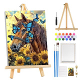 MOGTAA Horse Paint by Numbers Kit for Adults Beginners with Frame, Flowers Adult Paint by Number Kits on Canvas with Easel, Easy DIY Butterfly Oil Painting Kits for Home Decor, 8x12in MOGTAA