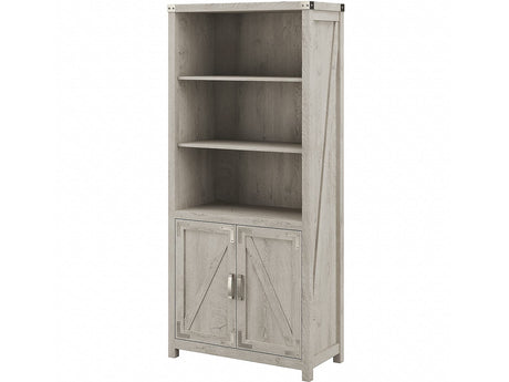 Cottage Grove 5-Shelf Tall Bookcase with Doors in Cottage White Bush Business Furniture