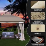 MOWOX POWER 10 x 12' Gazebo with Waterproof Double Vent Roof, Easy-Set up Gazebo with Mosquito Netting, Outdoor Gazebo for Garden, Backyard and Lawns (Khaki). MOWOX POWER