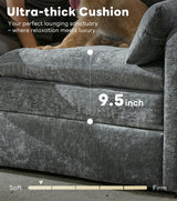 Tbfit Modern Sofa, 89" Cloud Couch w/Pillows, Pocketed Spring Seats, Comfy 3-Seater Plush Foam Cushions, Chenille Fabric Removable Cover, Soft Upholstered Living Room Furniture Home Apartment, Gray Tbfit