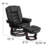 Flash Furniture Bali Contemporary Multi-Position LeatherSoft Recliner Chair with Ottoman, 360-Degree Swivel Recliner Chair and Ottoman Set, Black Flash Furniture