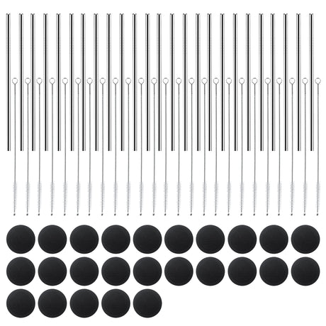 AGH 25-Pack Reusable Stainless Steel Metal Straws & Rubber Bottoms for Sublimation Tumblers 20 oz with 25-Pack Stainless Steel Metal Straws, 25-Pack Straw Cleaner Brush and 25-Pack Silicone Bottoms AGH