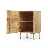 Lesley Modern Mango Wood and Iron Side Table, Natural and Black Great Deal Furniture