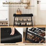 YATINEY Shoe Bench, 3-Tier Shoe Rack, Entryway Bench with Storage and Cushion, for Hallway, Foyer, Bedroom, Black HX02BB YATINEY