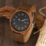 Engraved Wood Watch for Men Personalized Walnut Watch Leather Strap Anniversary Birthday Watch for Husband Dad Son LMWOOD