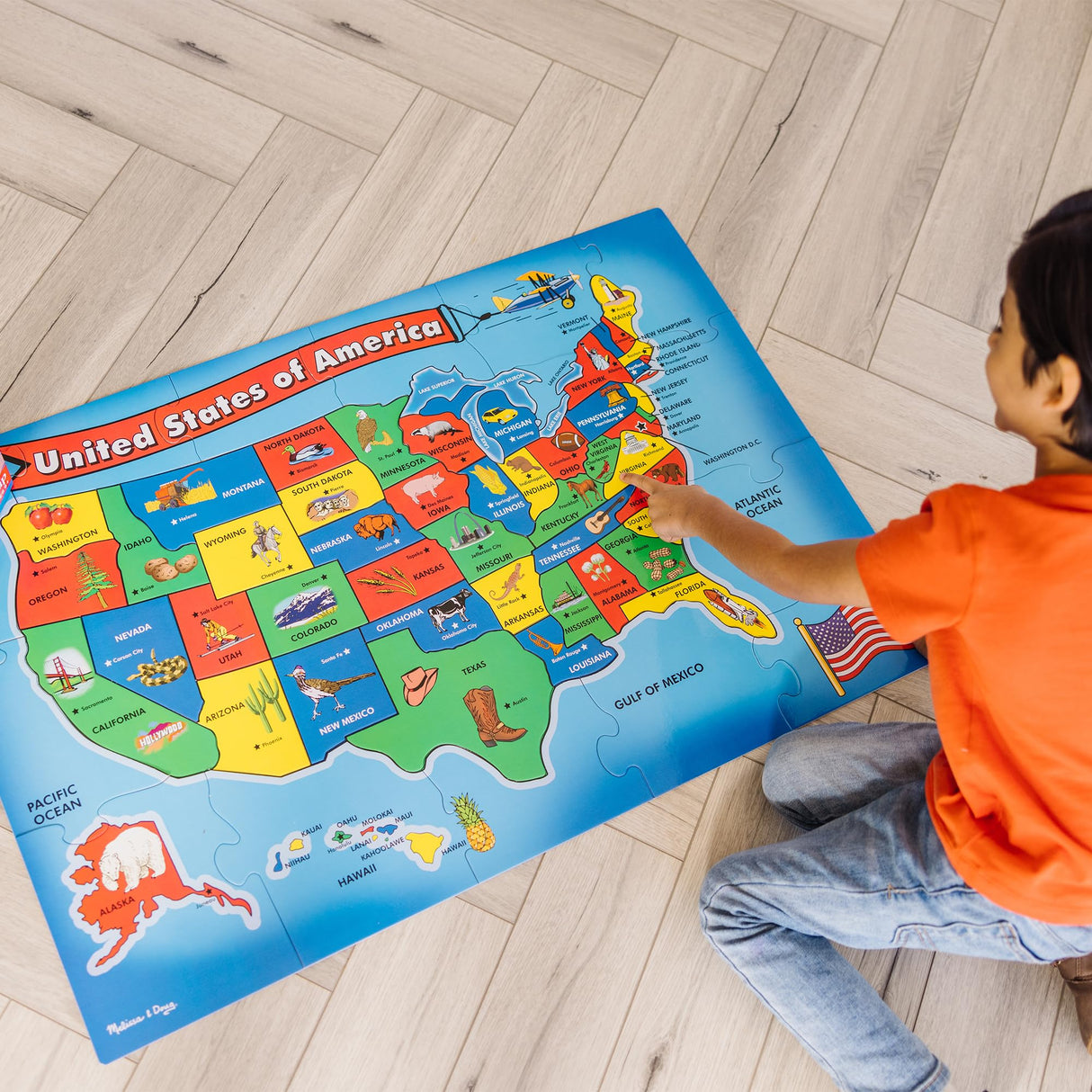 Melissa & Doug USA Map Floor Puzzle - 51 Pieces (2 x 3 feet) - FSC Certified Melissa & Doug