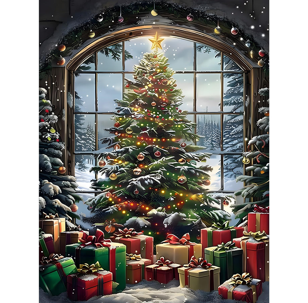 QENSPE Presents Diamond Painting,Diamond Art Kits for Adults,Christmas Tree DIY 5D Round Full Drill Diamond Art for Beginners,Diamond Dots for Adults,Home Wall Decor 12x16 inch QENSPE