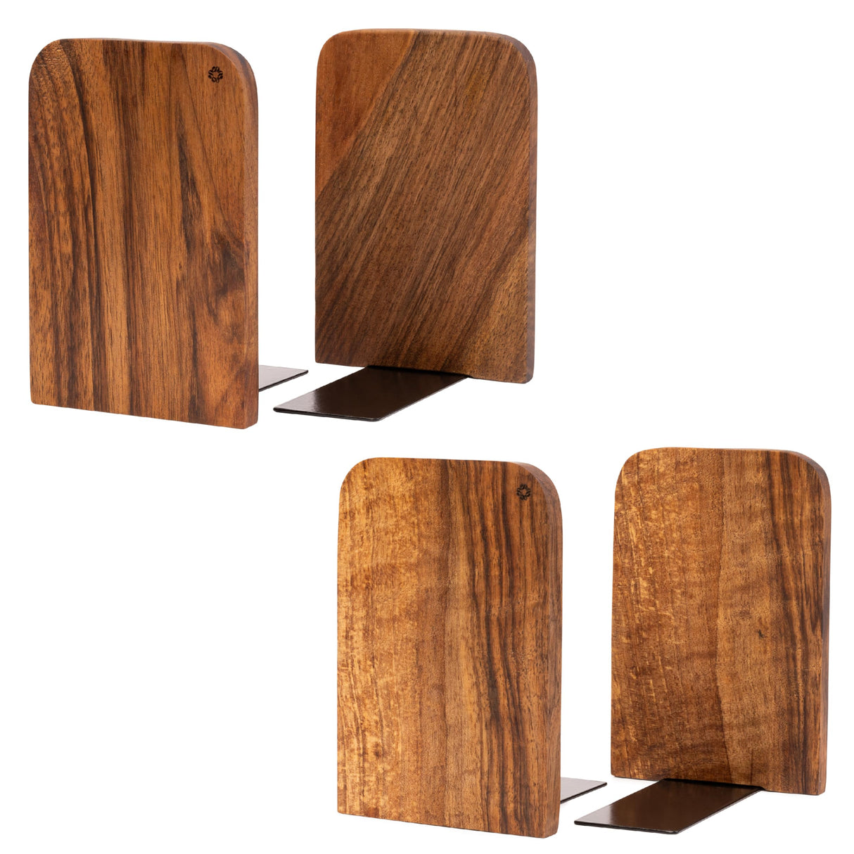 TILISMA Handmade Walnut Book Ends | Wooden Slim Bookends for Shelves Heavy Duty | Modern Wood Bookend for Shelf | Decorative Book Stopper | Unique Book Separator | Reading Accessories (2 Pair) TILISMA