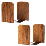 TILISMA Handmade Walnut Book Ends | Wooden Slim Bookends for Shelves Heavy Duty | Modern Wood Bookend for Shelf | Decorative Book Stopper | Unique Book Separator | Reading Accessories (2 Pair) TILISMA