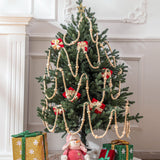 Yinder 4 Pcs 48 Feet Christmas Wooden Beaded Garland 11.8 ft Christmas Tree Garland Beads Farmhouse Rustic Wall Hanging Decor Boho Hanging Decorations for Xmas Holiday Mantel Home Party(Natural) Yinder