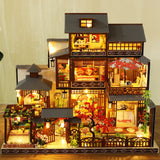 Miniature Dollhouse DIY Set with Decoration Furniture and LED Lights, 1:24 Scale DIY Wooden Dollhouse Kit with English Instructions, Birthday Gift or Party Favors (Japanese Courtyard Style) KOOMEKI