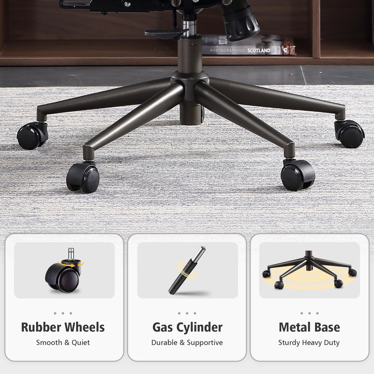 ovios Ergonomic Office Chair Home Office Desk Chair Computer Chair with Lumbar Support High Back Executive Height Adjustable Rolling Swivel Task Chair, Suede Fabric (Brown) ovios