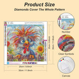 askkqtx Chicken Diamond Art Kits for Adults, Flowers Diamond Painting Kits for Beginners, DIY 5D Full Drill Crystal Rhinestone Funny Gem Art Craft Home Decor 14x14 Inch askkqtx