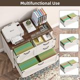 4-Drawer Wood Lateral File Cabinet for Hanging Files Letter/A4/Legal Size, Large Farmhouse File Cabinets for Home Office, Printer Stand with Office Cabinet, Office Furniture, White and Brown Vabches
