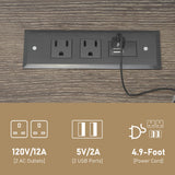 Hlivelood Farmhouse LED Nightstand Set of 2 with Charging Station, Rustic End Table with Barn Door & Storage Shelf, Bedside Table for Bedroom, Living Room, Grey Hlivelood