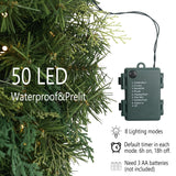 Christmas Wreath Pre-lit 24 inch with 50 Led & Cupressus Tips, Battery Operated Artificial Christmas Wreaths for Front Door with Timer Lights, Wreath for Christmas Decoration Door Windows Wall Green HomeKaren