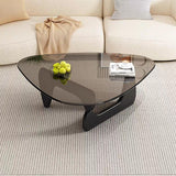 Modern Glass Coffee Table for Living Room, Mid Century Coffee Table, Small Coffee Table, Suitable for Bedroom Living Room Reception Office Tables (Black/Grey, Medium) LZYFY
