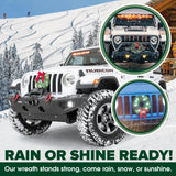 Christmas Car Decoration - Car Christmas Wreath - 2024 Light-Up Christmas Wreath for Car Grill - Fits Jeeps Trucks SUVs RVs Golf Carts and More - 12-Volt Plug-in Wreath Lighting TACTIK