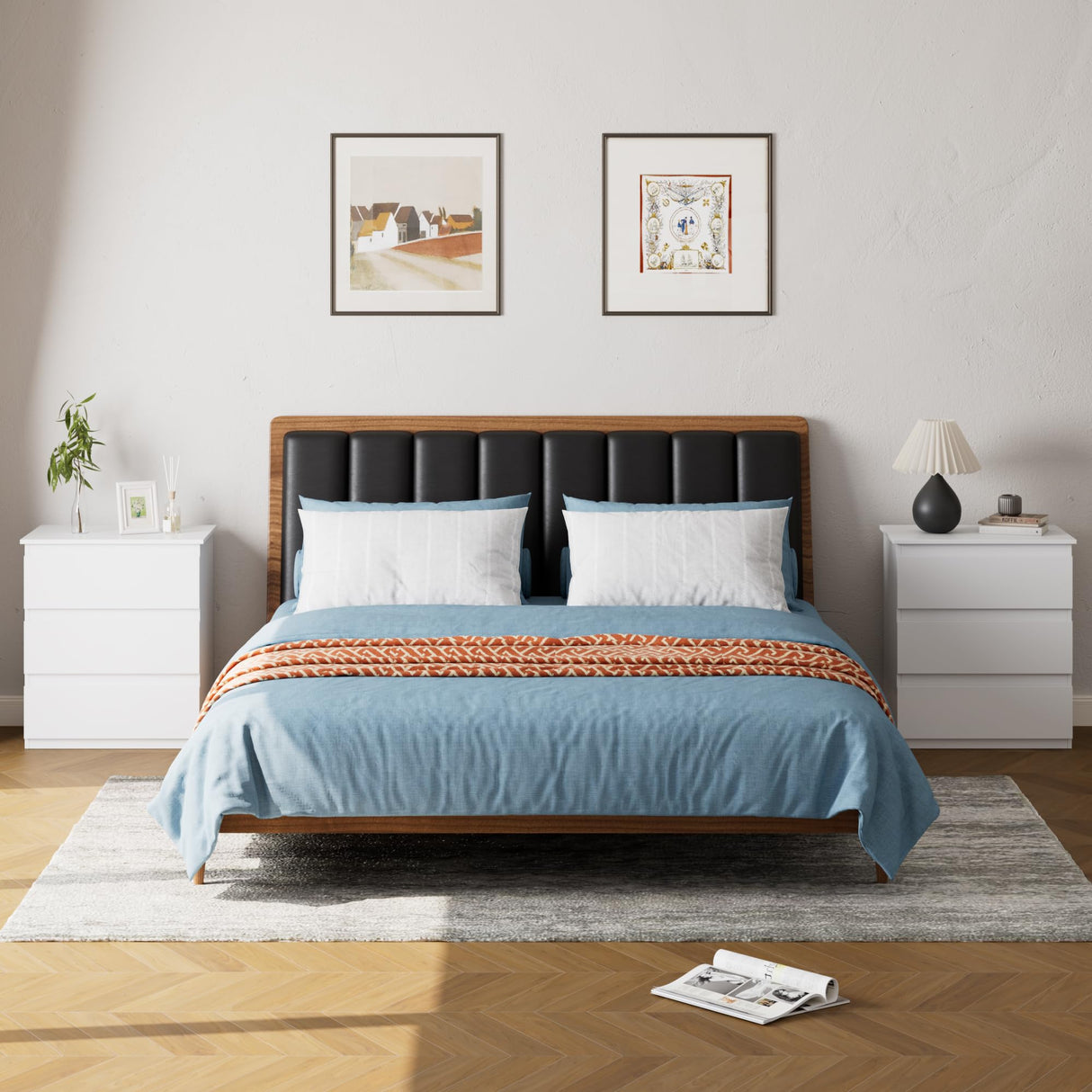 Bamjoy White Nightstand with 3 Drawers, Beside Table with Drawers for Bedroom, Small Side Table Storage Cabinet 3 Drawer Night Stand for Home Office, 18.0W x 14.0D x 24.8H Inches Bamjoy