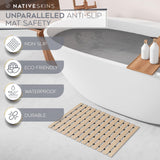 NativeSkins Faux Bamboo Bath Mat, Non-Slip Safety Lining, Bamboo Shower Mat, Waterproof, Quick-Drying, Mat for Spa, Sauna, Bamboo Mat, Teak Bath mat - Large 16.9 x 30.7 in NativeSkins