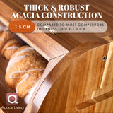 Arise Stylish Acacia Bread Box for Kitchen Countertop, Extra Large 2-Shelf Wooden Bread Storage Container with Clear Windows and Air Vents Keep Bread, Bagels and Rolls Fresh, Self Assembly Apace Living