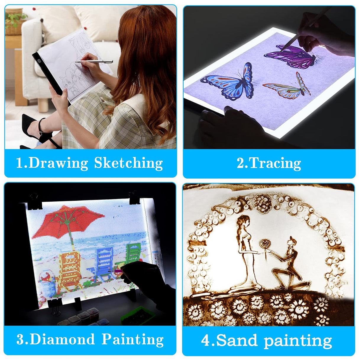 Ratukall 183PCS A4 Diamond Painting Light Pad Kit, Light Board for Diamond Painting Accessories, Tracing Light Box with 5D Painting Tools Set for Full Drill & Partial Drill Art Ratukall