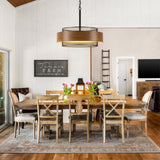 19.7 inch Farmhouse Chandeliers for Dining Room, 5-Light Rustic Large Round Black Chandelier Metal Wood Texture Interior Hanging Lighting for Entryway Kitchen Island Foyer Bedroom Living Room Corlaceling