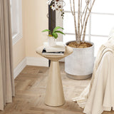 COZAYH Small Pedestal End Table Round Farmhouse Martini Table Wood Plant Stand Rustic Drink Table for Small Space Living Room, Natural Wood COZAYH