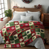 Horaldaily Christmas Flannel Blanket Throw, Red Green Checkered Tree Snow Ornaments Soft Fuzzy Plush Cozy Fleece Blankets for Couch Sofa Bed Lounging, Ideal Gifts for Kids Adults Wife Self, 50x60 Horaldaily