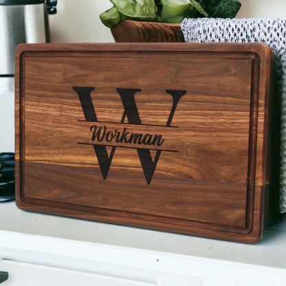 Refine Kitchenware Extra Large Walnut Personalized Cutting Board | Monogrammed Walnut Cutting Board, Christmas Gift, Anniversary Gift, 100% Made In - WoodArtSupply