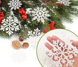 36pcs Snowflakes-Christmas Tree Decorations, Snowflake Ornaments for Tree, Plastic Glitter White Snow Flakes Ornaments, Christmas Indoor Winter Wonderland Decor kockuu