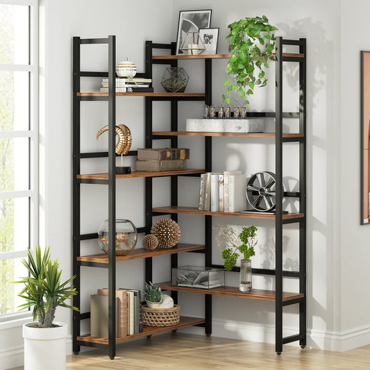 Tribesigns 70.8” Industrial Corner Bookshelf - 8-Tier Open Storage Rack for Home Office - WoodArtSupply