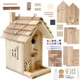 Wooden Birdhouse Kit for Adults to Build, DIY Bird House Craft Kits to Paint, Adult Woodworking Building Kits Birdhouse for Outside, Garden, Yard (Wood, 8.5in) Rioychan