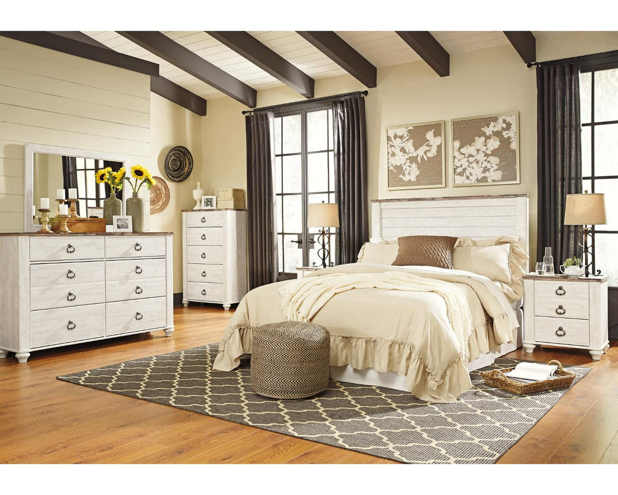 Willowton Cottage Farmhouse Queen Panel Headboard in Whitewash by Signature Design by Ashley Signature Design by Ashley