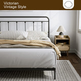 IKIFLY Metal King Size Headboard, Adjustable Height, Farmhouse Victorian Style, Easy Assembly, Steel Headboard Only for Bedroom, Black IKIFLY