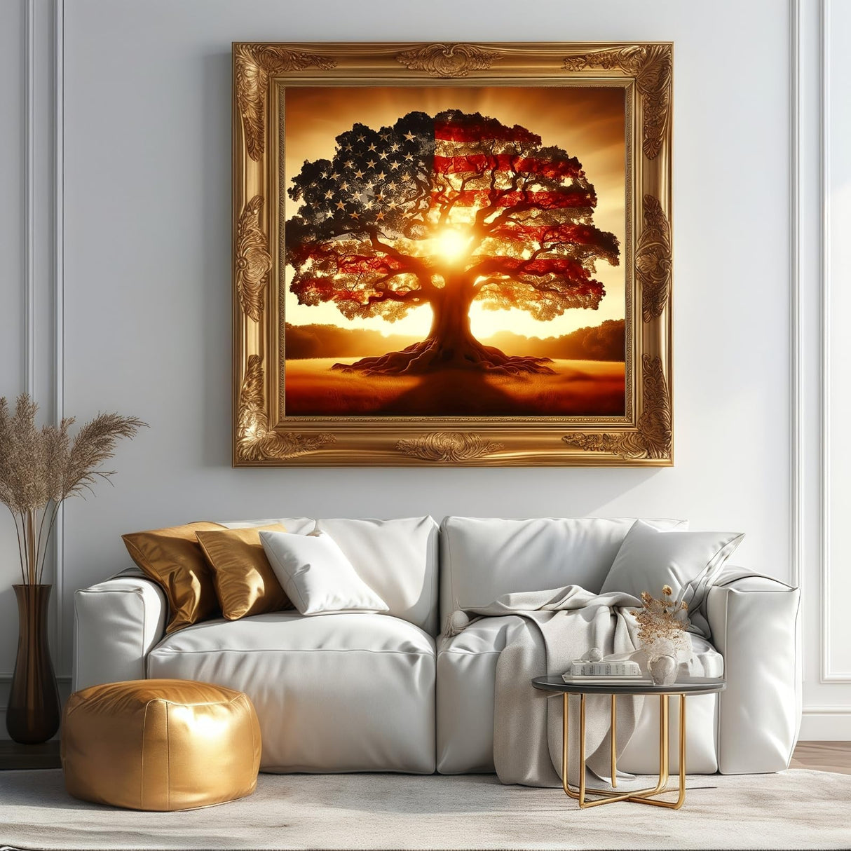 CSZPPQAF 5D Diamond Painting Kits for Adults, Tree of Life Diamond Art Kits for Adults Beginner, DIY American Flag Full Drill Round Diamond Dots Gem Art for Home Decor 13.7x13.7 Inch CSZPPQAF