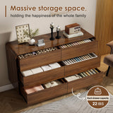 Nasonet 6 Drawer Dresser for Bedroom, Mid Century Modern Dressers & Chests of Drawers, Wood Storage Drawer Dressers for Hallway, Entryway, Walnut Nasonet