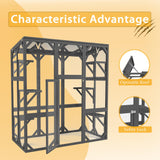 CuisinSmart Catio Outdoor Cat Enclosure Walk-in Cage Large Catio for Multiple Cats with Weatherproof Roof and 6 Platforms, Grey CuisinSmart
