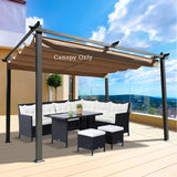 10x10 FT Retractable Pergola Replacement Canopy Waterproof, Durable and Sun-Protection Pergola Shade Cover (Khaki) ANTSKU