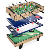 Best Choice Products 4-in-1 Multi Game Table, Childrens Combination Arcade Set w/Pool Billiards, Air Hockey, Foosball and Table Tennis - Natural Best Choice Products