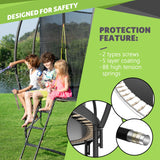 14FT Trampoline with Safety Enclosure, Anti-Rust Coating – ASTM Certified, Heavy-Duty Outdoor Trampoline with Ladder – for Kids & Adults, Black Calmmax