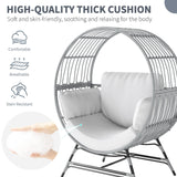 Fancyango Egg Chair Outdoor Indoor, Oversized Rattan Chair with Thicken Cushion, 510LBS Capacity Wicker Patio Lounge Chair, Basket Chair for Living Room Balcony Porch Backyard, Grey/Light Grey Fancyango