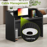 LITTLE TREE 47-Inch Reception Desk with Counter, Black Front Desk Reception Room Table, Retail Counter for Checkout, Modern Welcome Desk for Lobby, Office, Beauty Salon LITTLE TREE