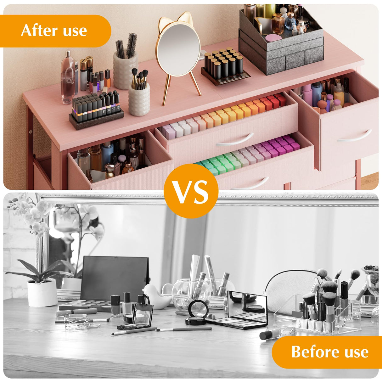 Pink Dresser for Bedroom, Modern Dresser with 10 Drawers, 55 Inch Tv Stand Dressers with Power Outlet, Storage Unit Organizer Chest of Drawers for Closet, Kid Room, Dressers Cupboard for Bedroom Takywep