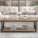 FOLUBAN Modern Coffee Table, Living Room Center Table with Storage, Wood and Metal Cocktail Table, Rustic Oak, 47 Inch FOLUBAN