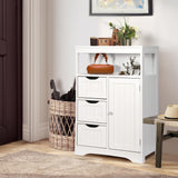 ZENY Modern White Wooden Bathroom Floor Cabinet with Adjustable Shelves and 3 Drawers ZENY