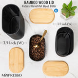 Mixpresso 3 Piece Black Canisters Sets For The Kitchen, Airtight Plastic Canister With Bamboo Lid, Coffee And Sugar Canister Set, Decorative Sugar Container, Kitchen Decor For Counter Mixpresso