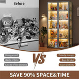 TVMCNA 67" Display Cabinet, Curio Display Cabinet with Door and 4 Adjustable Shelves, Large Capacity Storage Cabinet Collectibles Toy Display Case for Living Room TVMCNA